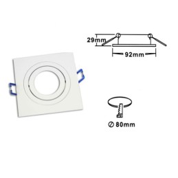Portafaretto ad incasso orientabile quadrato bianco per lampadina GU10 quadrato P10-GU10-B LT3649  PORTA FARETTI SPOT 4,18 €