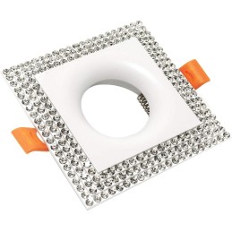 Portafaretto incasso quadrato bianco swarovski cristalli brillantini foro 65mm design ultra moderno 50 LT3109 ABM SRLS® PORTA...