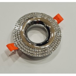 Portafaretto incasso rotondo silver swarovski cristalli brillantini foro 65mm design ultra moderno CR9KR-CH LT3111 ABM SRLS® ...
