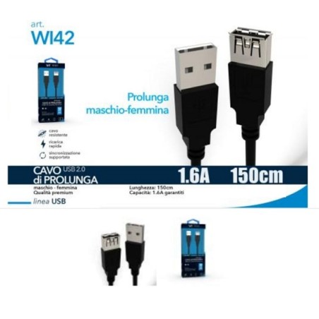 Cavo di prolunga USB 2.0 Maschio-femmina 150cm WI42 LT2969 ABM SRLS® INFORMATICA 2,56 €