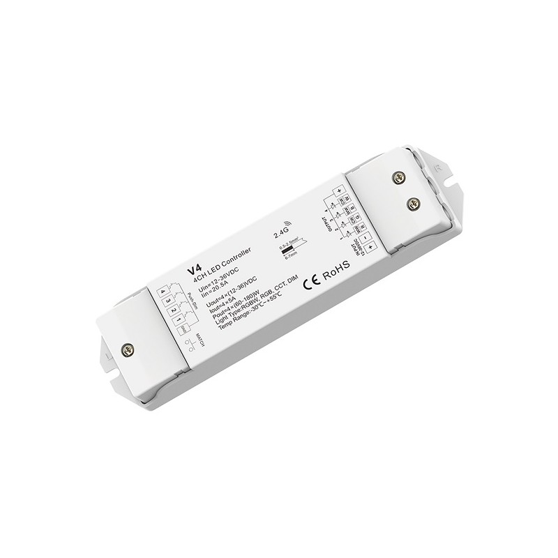 Centralina v4 Ricevitore RGBW controller RGBW 5/36V, 4ch*5A, RF 2.4G LT3807 LUMYTEC RGB e RGBW 27,33 €