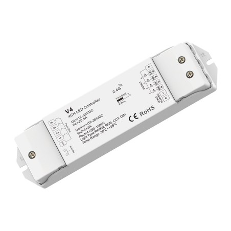 Centralina v4 Ricevitore RGBW controller RGBW 5/36V, 4ch*5A, RF 2.4G LT3807 LUMYTEC RGB e RGBW 27,33 €