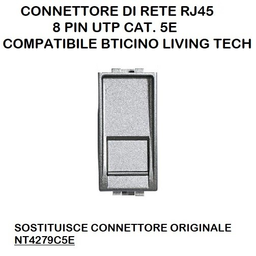 CONNETTORE RJ 45 ETHERNET UTP 5E compatibili bticino living TOT823A