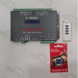 CONTROLLER K-8000C RF CON TELECOMANDO SPI DMX RGB RGBW 8 PORTE GESTISCE 8192PIXEL LT3389 ABM  DIGITALI PIXEL SPI 274,50 €