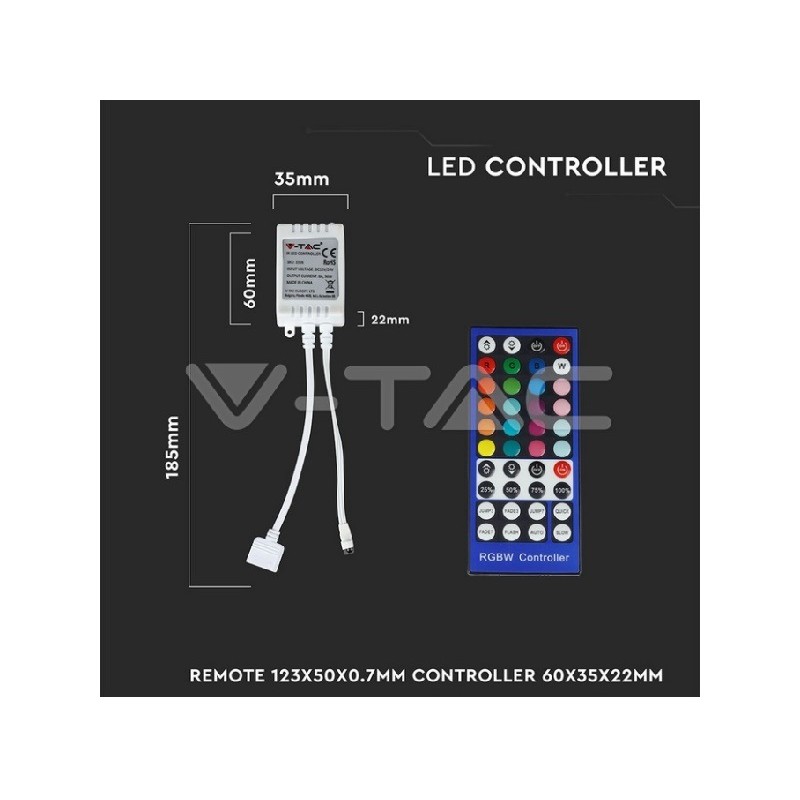 Controller per Strip LED RGB+W Dimmerabile con Telecomando 40 Tasti - SKU 3326 LT2631 ABM  RGB e RGBW 9,15 €