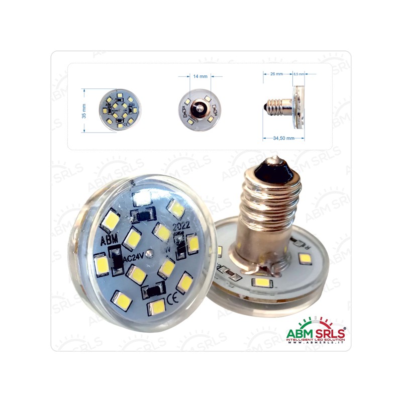 E14 60V AC 1.2W 16 LED BLU BLUE ABM COVER 35MM LAMPADINA PER GIOSTRE