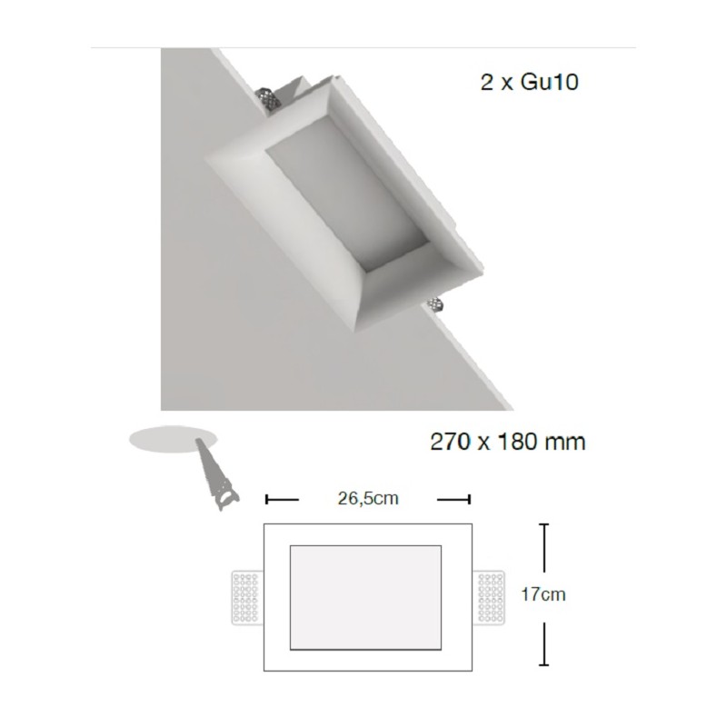 FARETTO IN GESSO RETANGOLARE CON VETRO CSF.230