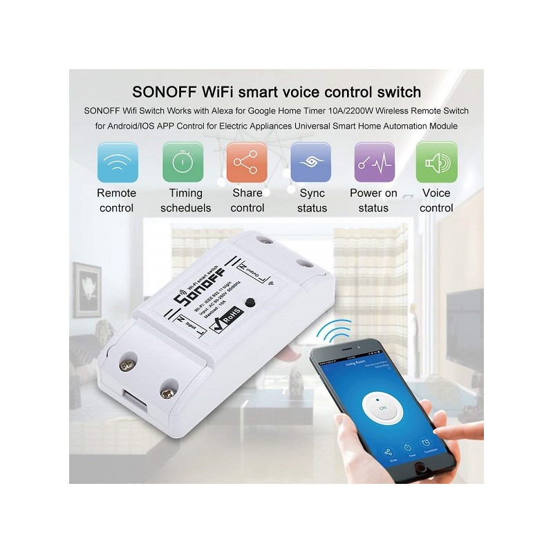 INTERRUTTORE SWITCH SMART WIFI SONOFF COMPATIBILE CON  ALEXA GOOGLE  PRESA