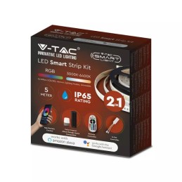 Kit per Strip LED SMD5050 4W/m 54LED/m RGB e 3in1 5 metri 12V Con Controllo Wifi Compatibile con Google Assistent e Amazon Al...