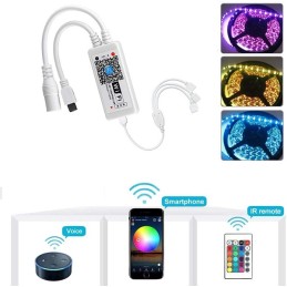 Kit Striscia LED 5mt rgb Smart Home 1-3 Google Alexa, WiFi Mini, Controllo con APP telecomando+centralina+alimentatore. LT292...