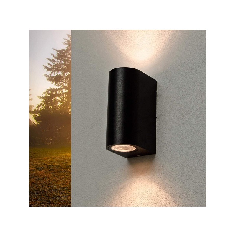 Lampada da esterno up & down per parete color nero 2x GU10 IP65 Lampada da parete Applique per cortile e giardino ES14-N LT26...