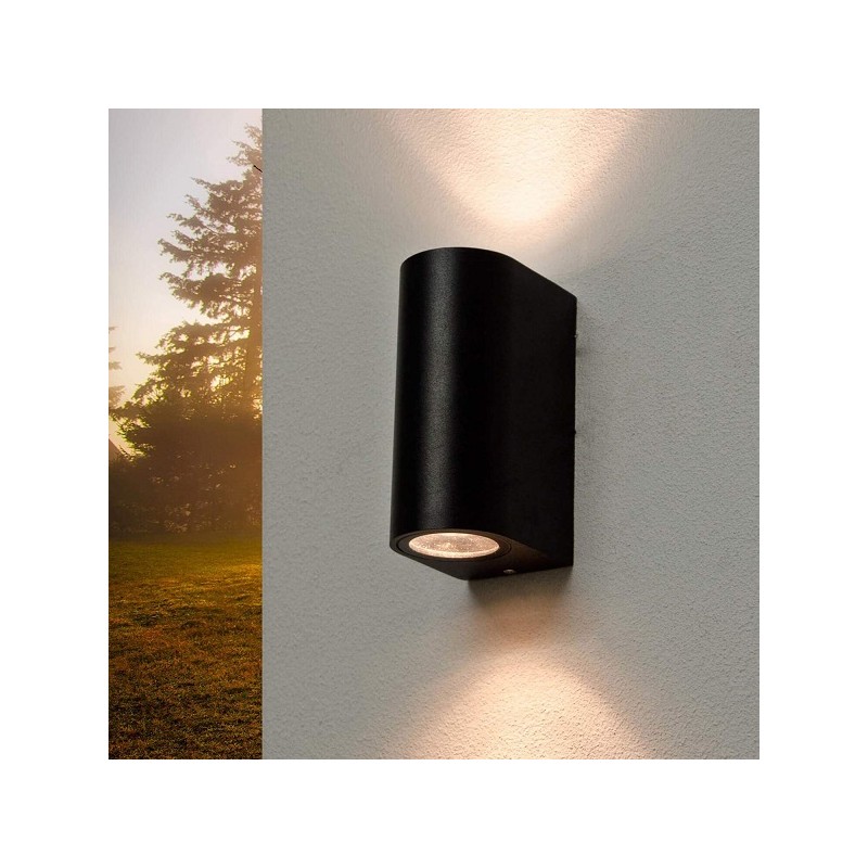 Lampada da esterno up & down per parete color nero 2x GU10 IP65 Lam