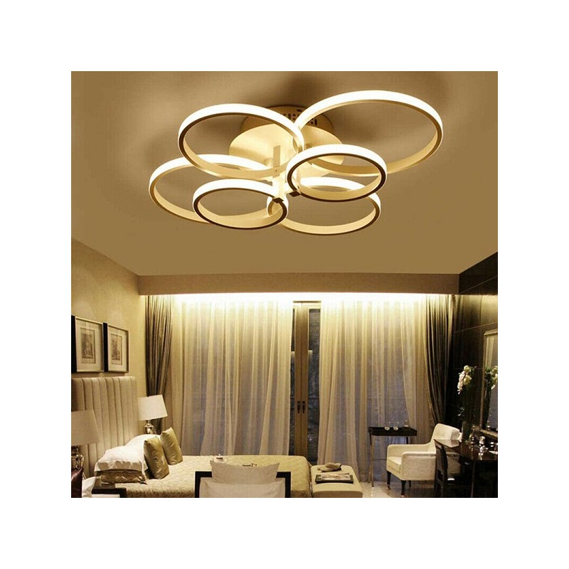 Lampadario luce calda 3000K a plaffoniera 51w a led con 6 cerchi dal design moderno C08-C LT3524  LAMPADARI A LED 61,49 €