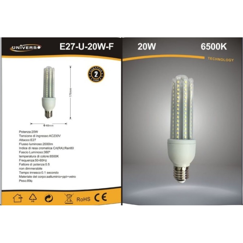 Lampadine E27 20W 4000K E27-U-20W-N LT3467 ABM SRLS® E27 4,48 €