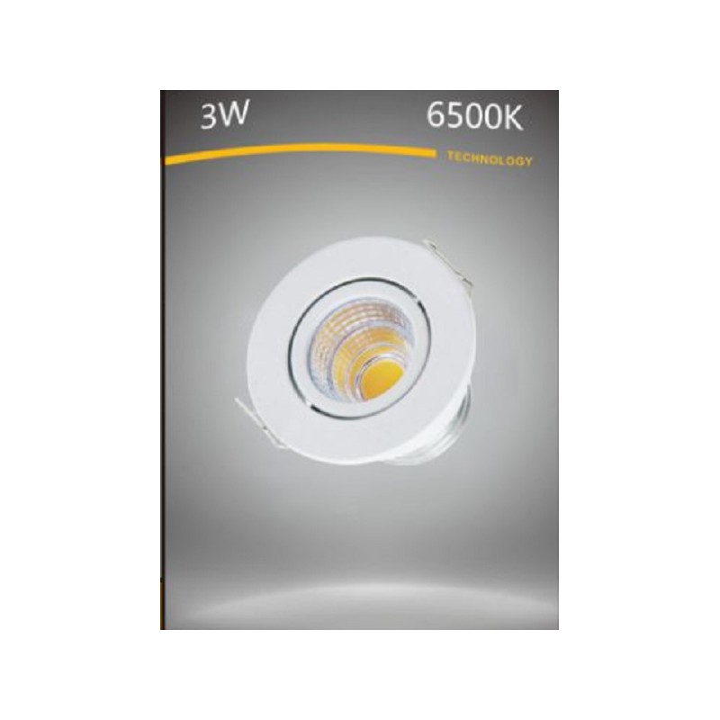 Mini Faretto led 3W 6500K bianco foro incasso 45mm orientabile mono led spot luce fredda p-45-bf LT2656 ABM SRLS® PUNTI LUCE ...