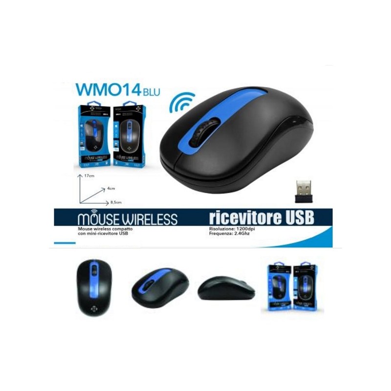 Mouse wireless risoluzione 1200dpi WMO-14blu LT2966 ABM SRLS® INFORMATICA 6,83 €