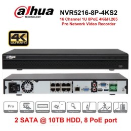 NVR DHI NVR5216-16P-4KS2 16 CANALI 1U 16 PoE 4K&H.265 Pro Network Video Recorder 2 uscite ALLARM OUT LT3066 ABM SRLS® DVR-XVR...