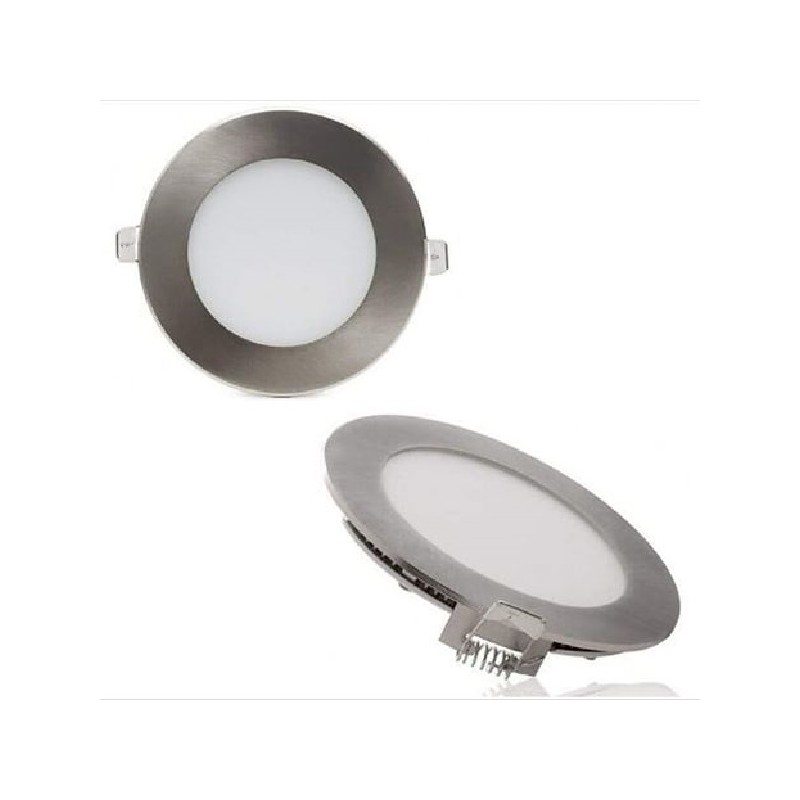 Pannello slim 12W rotondo acciaio luce calda 3000k  P-155A LT2313 ABM SRLS® PANNELLI SLIM A INCASSO 6,15 €