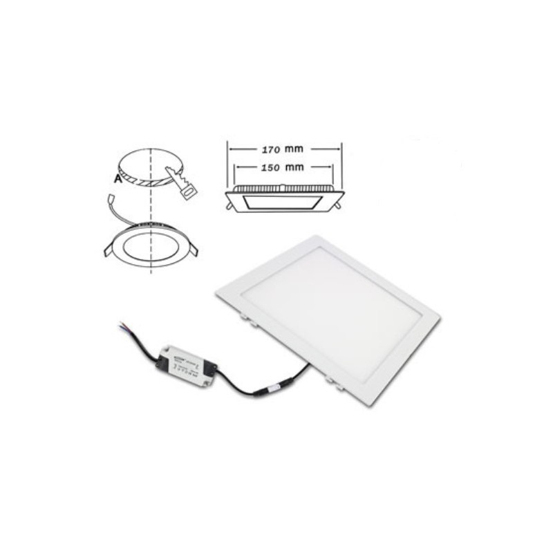 Pannello slim 15W quadrato luce calda 3000-3500k eurostarled foro 15,5 cm LT1359 ABM SRLS® PANNELLI SLIM A INCASSO 5,00 €