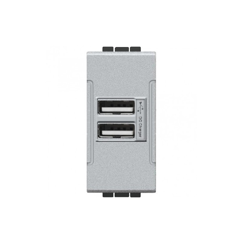 PRESA USB DA INCASSO DOPPIA 2A COMPATIBILE LIVING TOT821A GRIGIO LT1289 ABM SRLS® compatibili bticino living 6,41 €