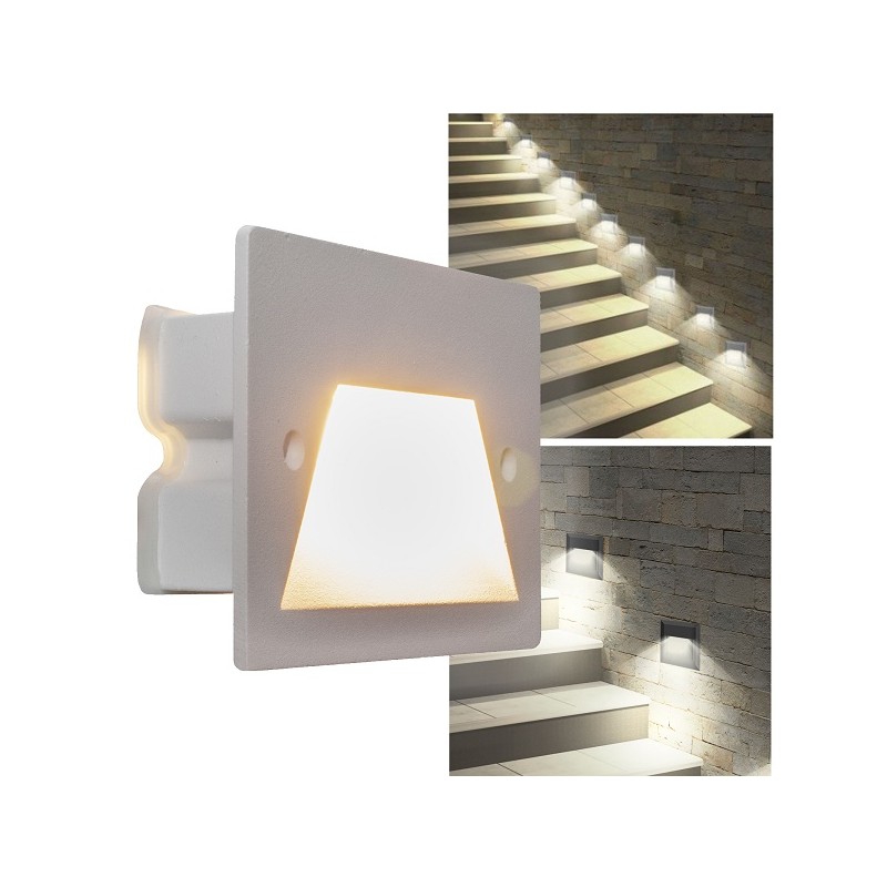 SEGNAPASSO LED COLORE BIANCO PER CASSETTE 503 3W DA ESTERNO LUCE CALDA 3500K ES49-BC LT2602 ABM SRLS® SEGNAPASSI E CALPESTABI...