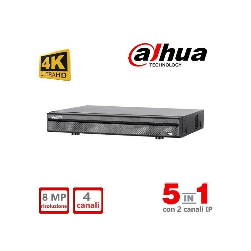 Videoregistratore dahua digitale WizSense 5IN1 XVR5104HS-4KL-I2 a 4 canali Penta-brid 4K-N/5MP compatto 1U LT2059 ABM SRLS® D...