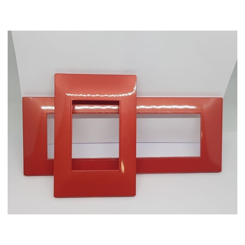 Placca per supporti 502 in plastica colore rosso, compatibile vimar plana codice totm6002-15 LT2722 ABM SRLS® COMPATIBILI VIM...
