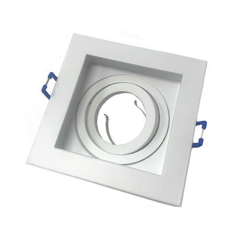 Porta faretto quadrato orientabile colore esterno bianco P23-gu10-b LT3010 ABM SRLS® PORTA FARETTI SPOT 5,84 €