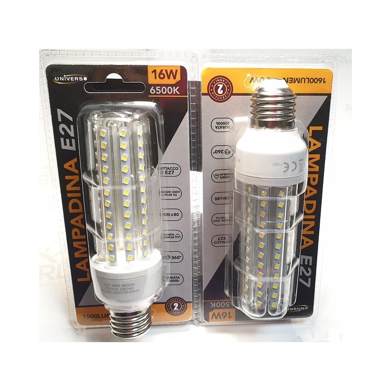 Lampadina led E27 16W luce fredda 6500K E27-U-16W-F