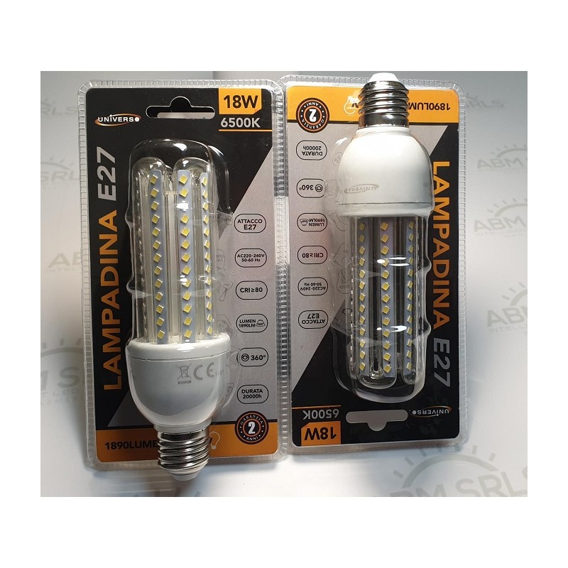 Lampadina led E27 18W luce fredda 6500K E27-U-18W-F