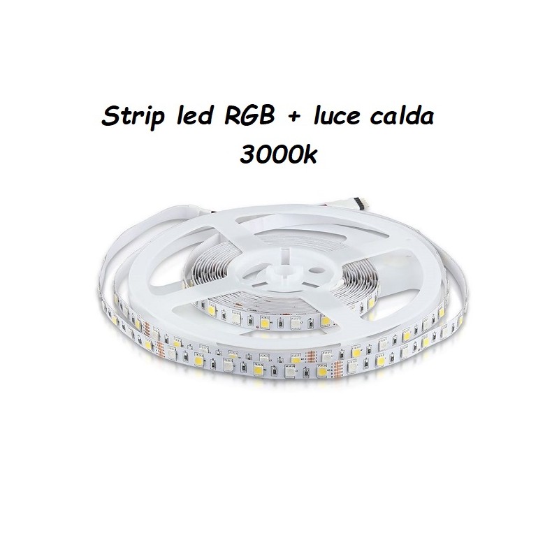 Striscia a led 5050 RGB + luce calda ( 3000k ) IP20 SKU 2553 (confezioni da 5 metri) LT1870 ABM SRLS® USO INTERNO IP20 14,77 €