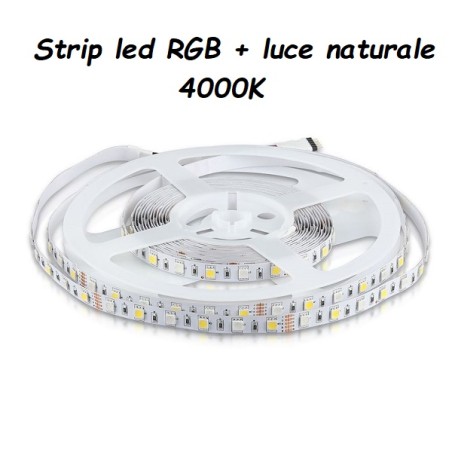 Striscia a led 5050 RGB + luce naturale ( 4000k ) IP20 SKU 212552 (confezioni da 5 metri) LT1871 ABM SRLS® USO INTERNO IP20 1...