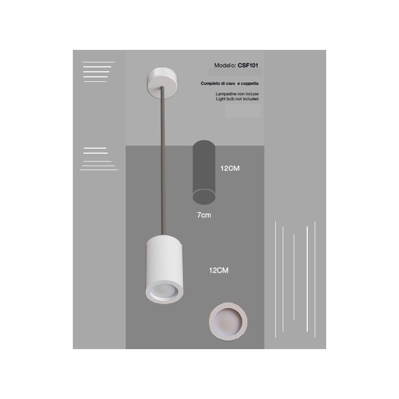 Pendente in gesso rotondo 12cm CSF101 completi di cavo e coppetta per lampadine GU10 LT4098  LAMPADARI A LED 19,22 €