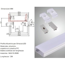 Profilo di alluminio barra da 2 metri 617 AL-14 033 LT2518 ABM SRLS® PROFILI LED PER STRISCE 6,83 €