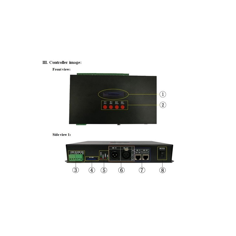 Controller pixel spi dmx S-8000L Lededit software 8 porte 1024pixel per porta LT4127  DIGITALI PIXEL SPI 274,50 €