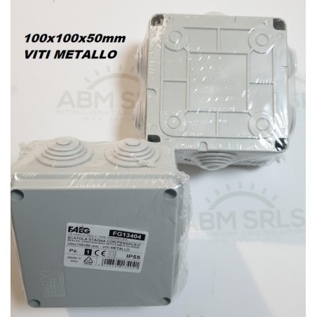 Scatola stagna con passacavi 100x100x50mm VITI METALLO FG13404 FAEG Made in Italy LT4261  BOX QUADRI E CASSETTE 3,07 €