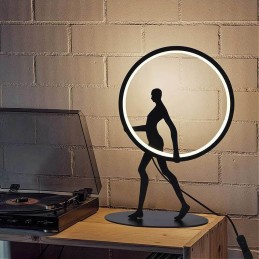 Lampada tavolo decorativa a led NERA LUCE NATURALE 4000K 9 watt scultura corpo uomo lume contemporaneoD02-NN LT4368  LAMPADE ...