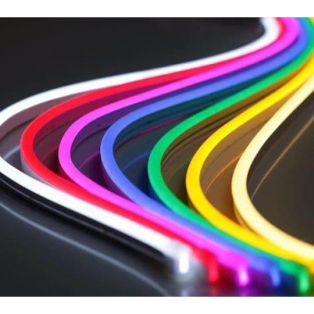 Strip led BIANCO FREDDO flessibile effetto neon flex 12V ( confezione da 5 metri ) U-12v-F LT3018 ABM SRLS® USO ESTERNO IP65 ...