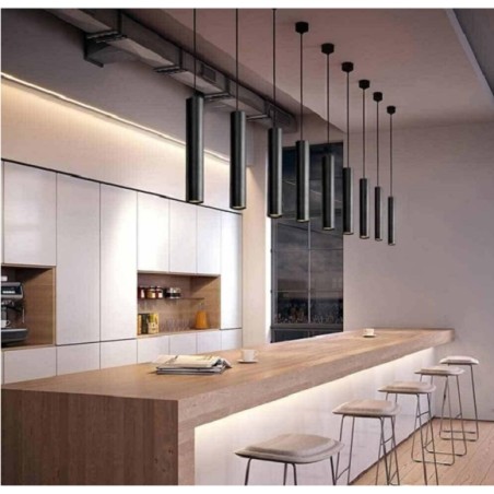 Lampadario a sospensione pendente led, faretto da soffitto 3W IP20 colore esterno nero luce fredda 6500K A11-NF LT2941 UNIVER...