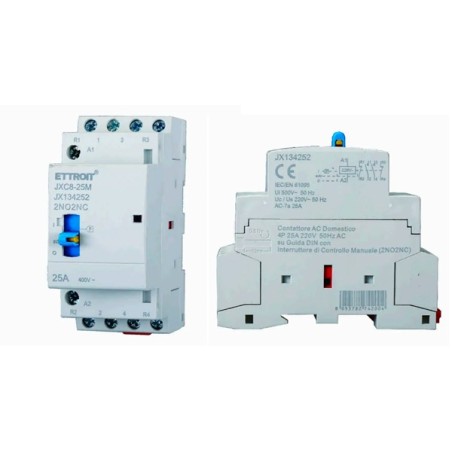 ETTROIT JX134252 Contattore Domestico 2NO/2NC 4P 25A 220v 50hz AC DIN con Interruttore di Controllo Manuale LT4787 ETTROIT ET...