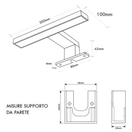 Lampada led da specchio 5W 3 tonalità 6000-4000-3000k CCT-Switch 300PB-N3C LT4806 UNIVERSO APPLIQUE PER SPECCHIO BAGNO 11,53 €