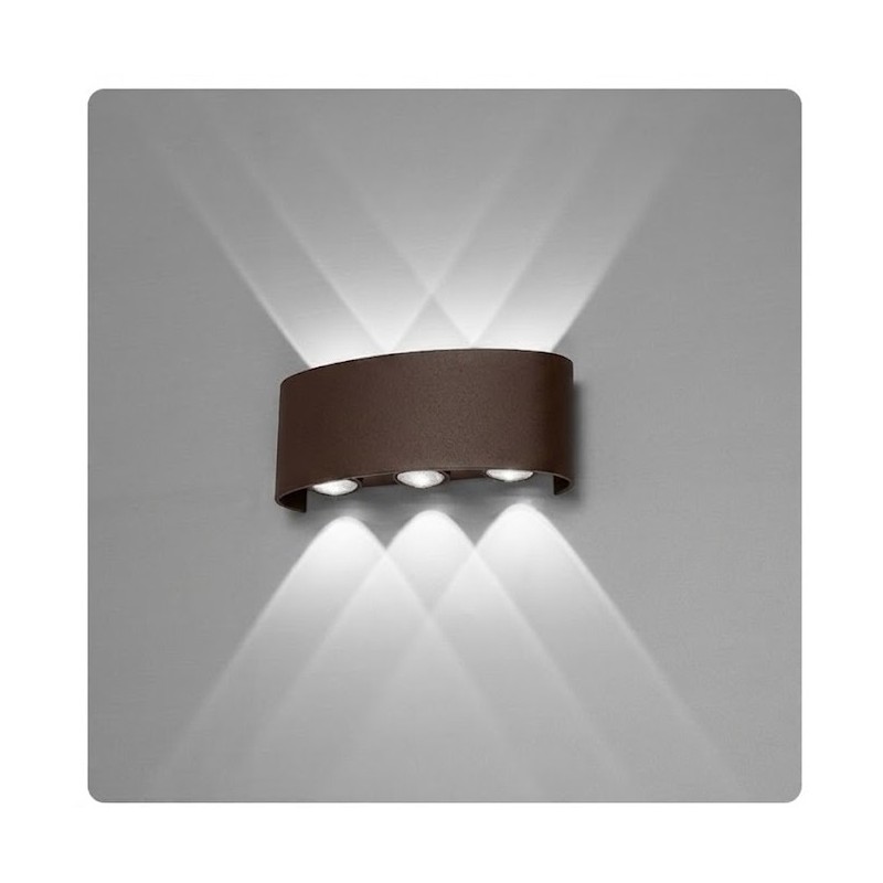 Applique LED da Esterno 16W Doppia Emissione 3 Colori in 1 Colore Rosso Ruggine / Marrone IP65ES68-C3C LT4868 UNIVERSO PER US...