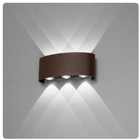 Applique LED da Esterno 16W Doppia Emissione 3 Colori in 1 Colore Rosso Ruggine / Marrone IP65ES68-C3C LT4868 UNIVERSO PER US...