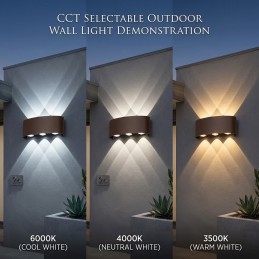 Applique LED da Esterno 16W Doppia Emissione 3 Colori in 1 Colore Rosso Ruggine / Marrone IP65ES68-C3C LT4868 UNIVERSO PER US...