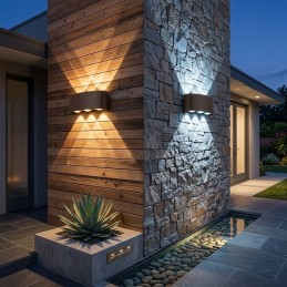 Applique LED da Esterno 16W Doppia Emissione 3 Colori in 1 Colore Rosso Ruggine / Marrone IP65ES68-C3C LT4868 UNIVERSO PER US...