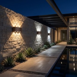 Applique LED da Esterno 16W Doppia Emissione 3 Colori in 1 Colore Rosso Ruggine / Marrone IP65ES68-C3C LT4868 UNIVERSO PER US...